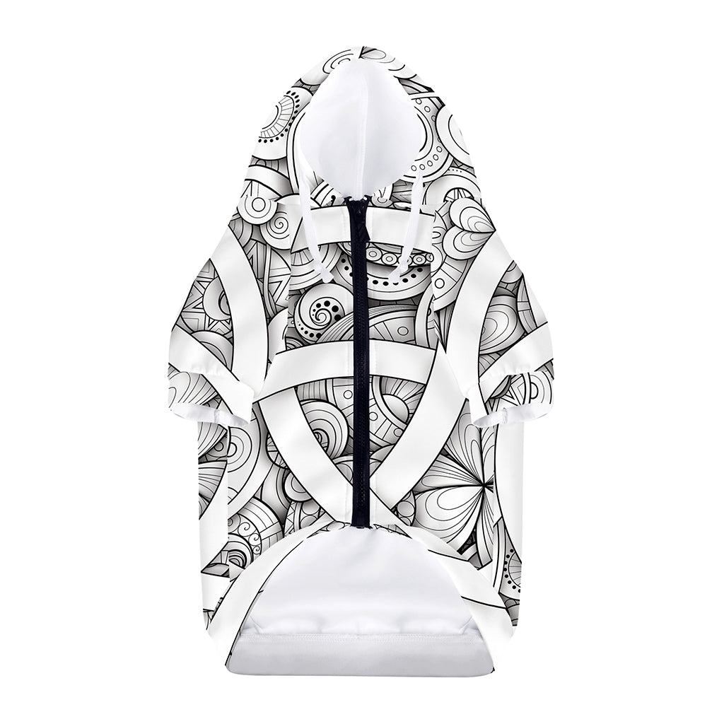 White Celtic Trinity Knot Symbol Print Dog Zip Up Hoodie