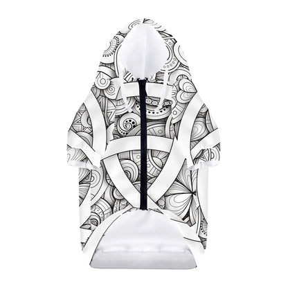 White Celtic Trinity Knot Symbol Print Dog Zip Up Hoodie