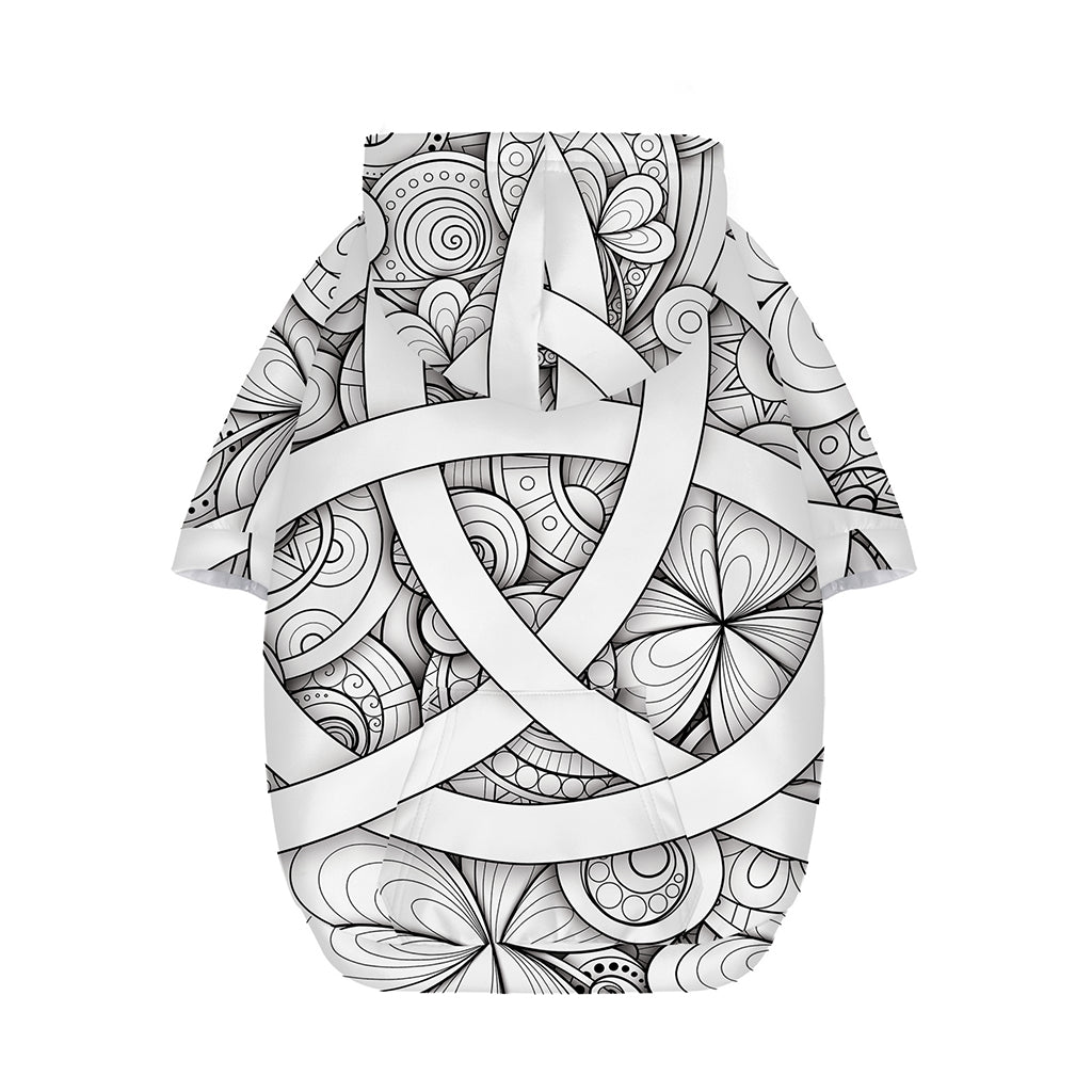 White Celtic Trinity Knot Symbol Print Dog Zip Up Hoodie