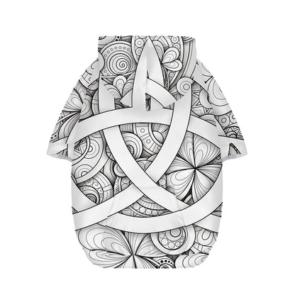 White Celtic Trinity Knot Symbol Print Dog Zip Up Hoodie