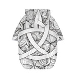 White Celtic Trinity Knot Symbol Print Dog Zip Up Hoodie