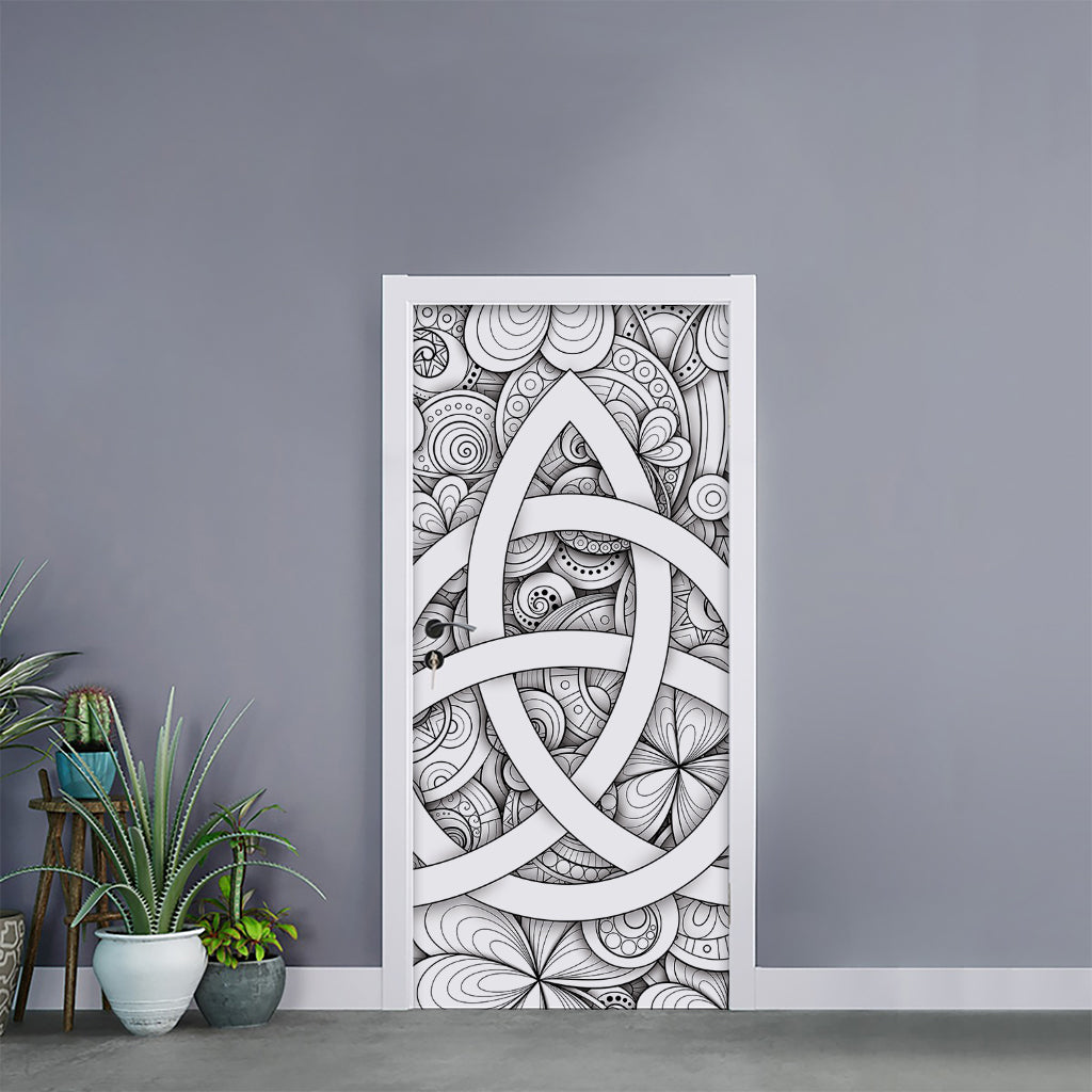 White Celtic Trinity Knot Symbol Print Door Sticker