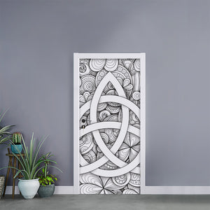 White Celtic Trinity Knot Symbol Print Door Sticker