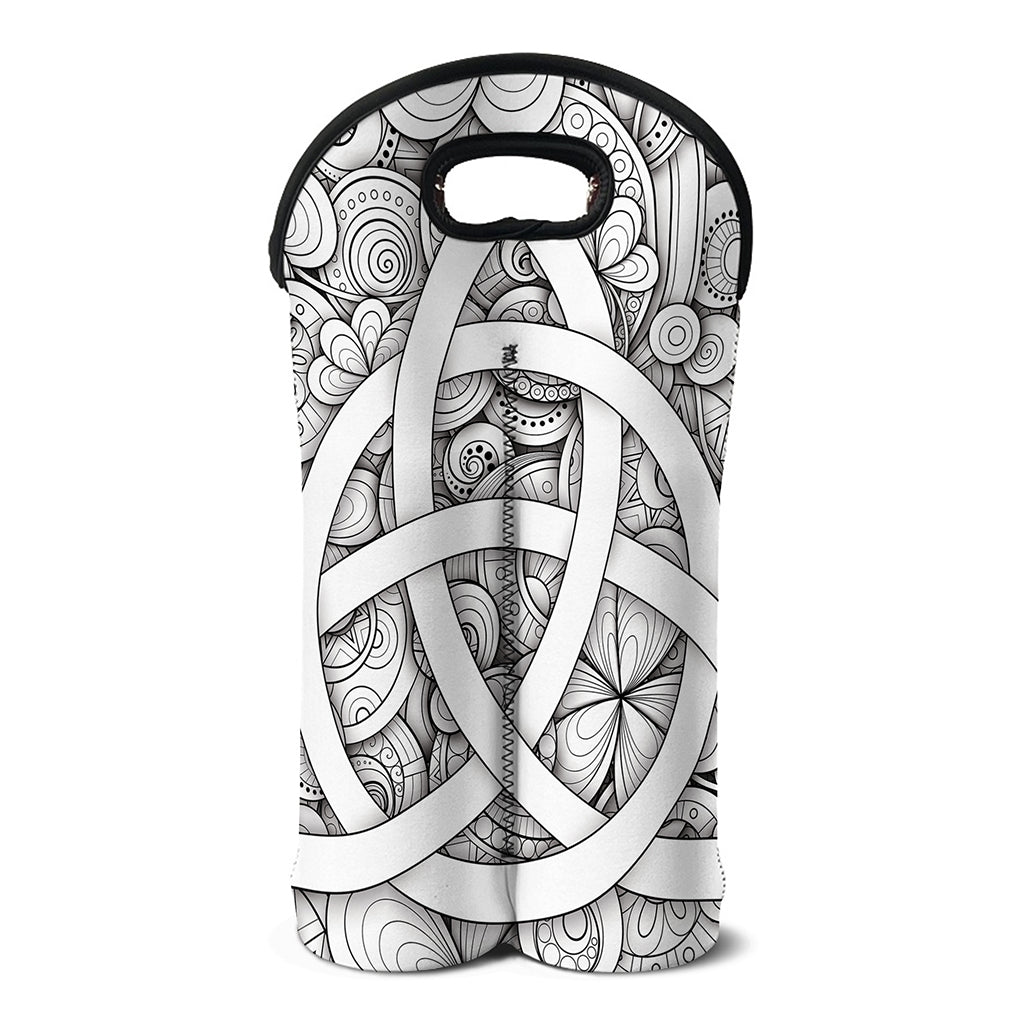 White Celtic Trinity Knot Symbol Print Double Neoprene Wine Tote