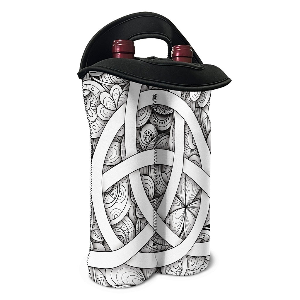 White Celtic Trinity Knot Symbol Print Double Neoprene Wine Tote