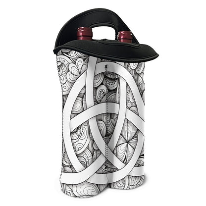 White Celtic Trinity Knot Symbol Print Double Neoprene Wine Tote