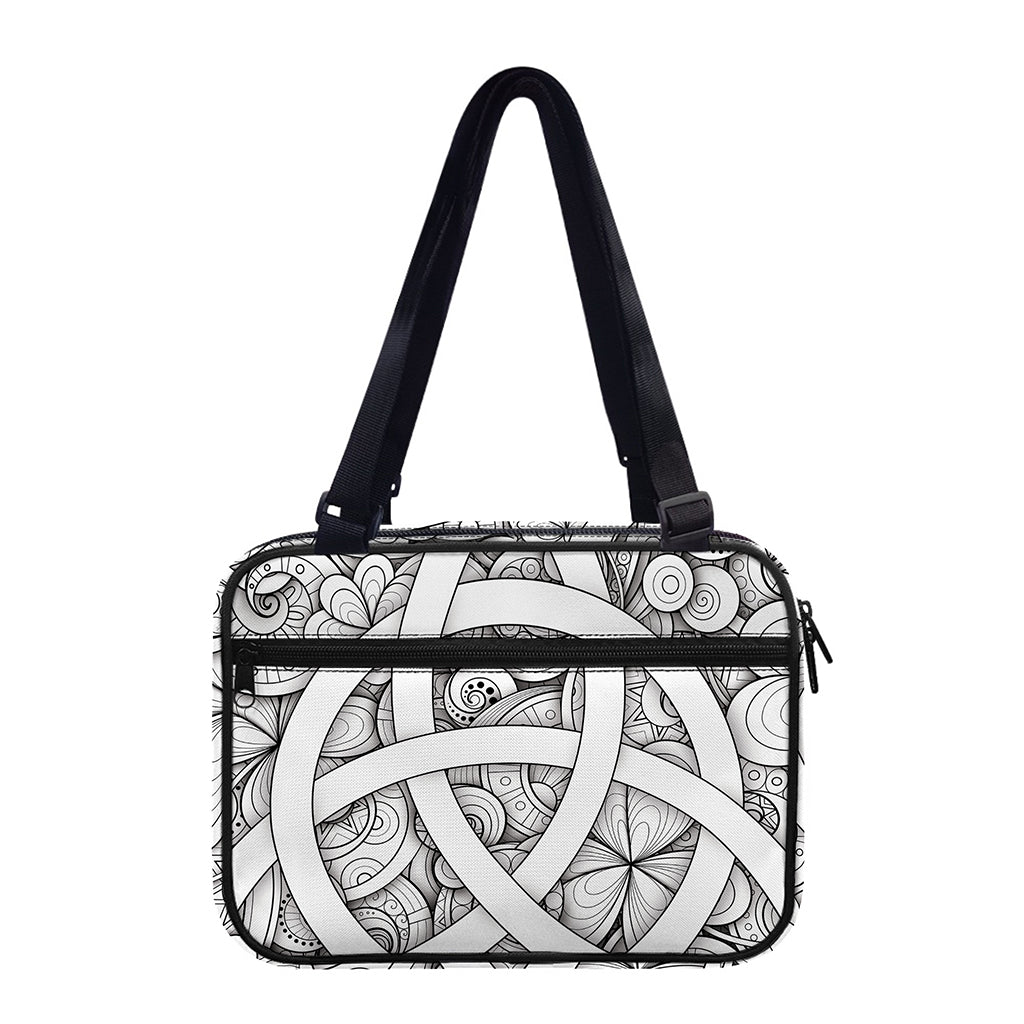 White Celtic Trinity Knot Symbol Print Double Strap Bible Bag