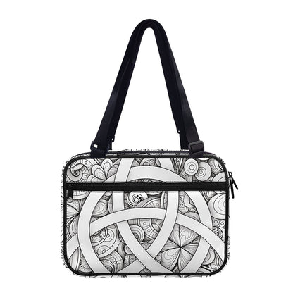 White Celtic Trinity Knot Symbol Print Double Strap Bible Bag