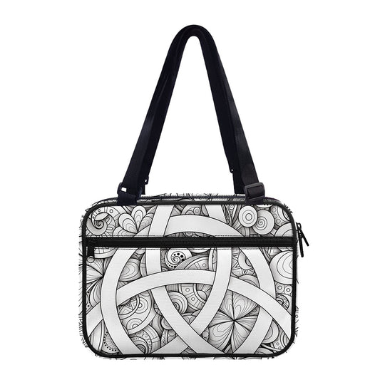 White Celtic Trinity Knot Symbol Print Double Strap Bible Bag