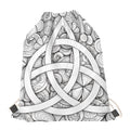 White Celtic Trinity Knot Symbol Print Drawstring Bag