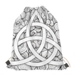 White Celtic Trinity Knot Symbol Print Drawstring Bag