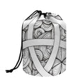 White Celtic Trinity Knot Symbol Print Drawstring Makeup Bag