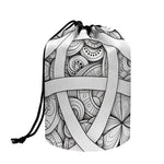 White Celtic Trinity Knot Symbol Print Drawstring Makeup Bag