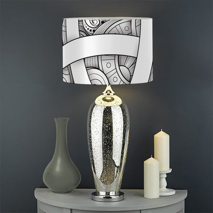 White Celtic Trinity Knot Symbol Print Drum Lamp Shade