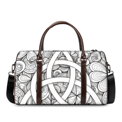 White Celtic Trinity Knot Symbol Print Duffle Bag