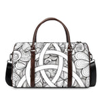 White Celtic Trinity Knot Symbol Print Duffle Bag