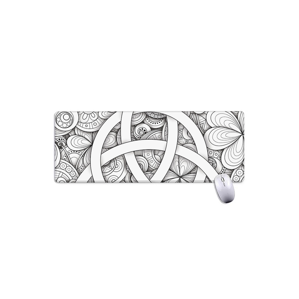 White Celtic Trinity Knot Symbol Print Extended Mouse Pad