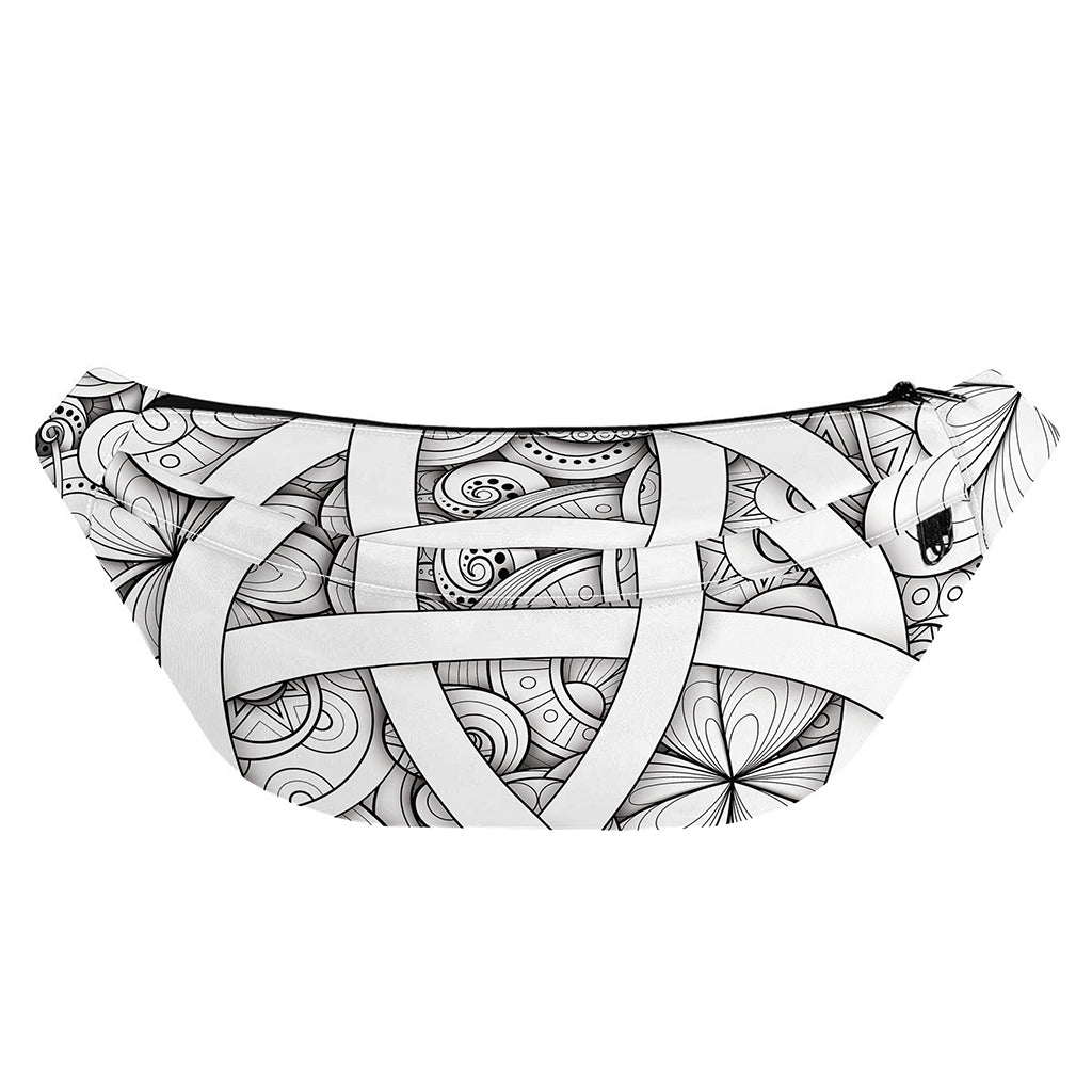 White Celtic Trinity Knot Symbol Print Fanny Pack