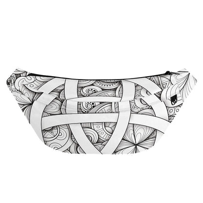 White Celtic Trinity Knot Symbol Print Fanny Pack