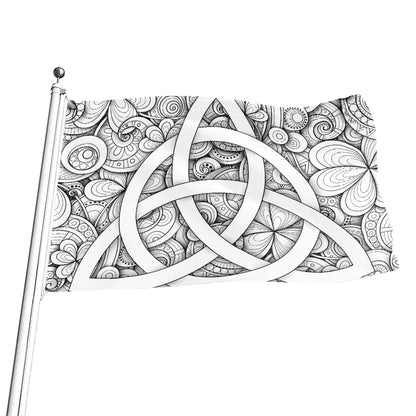 White Celtic Trinity Knot Symbol Print Flag