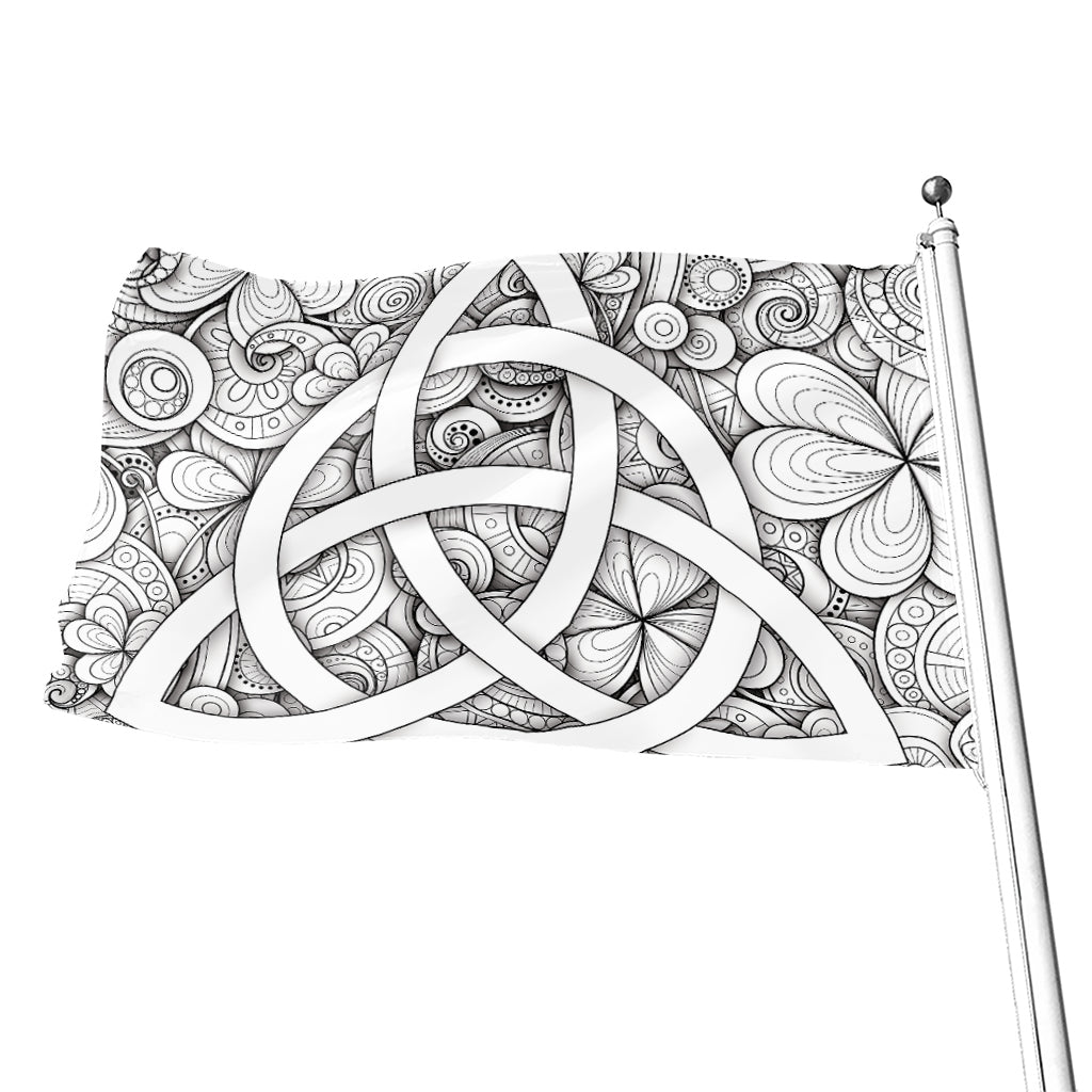 White Celtic Trinity Knot Symbol Print Flag