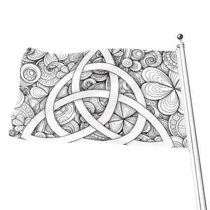White Celtic Trinity Knot Symbol Print Flag