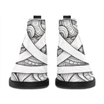 White Celtic Trinity Knot Symbol Print Flat Ankle Boots