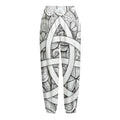 White Celtic Trinity Knot Symbol Print Fleece Lined Knit Pants