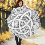 White Celtic Trinity Knot Symbol Print Foldable Umbrella