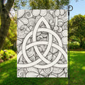 White Celtic Trinity Knot Symbol Print Garden Flag