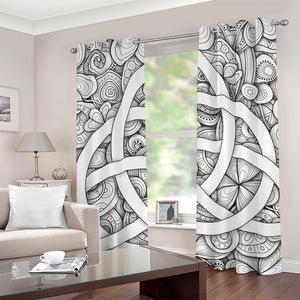 White Celtic Trinity Knot Symbol Print Grommet Curtains