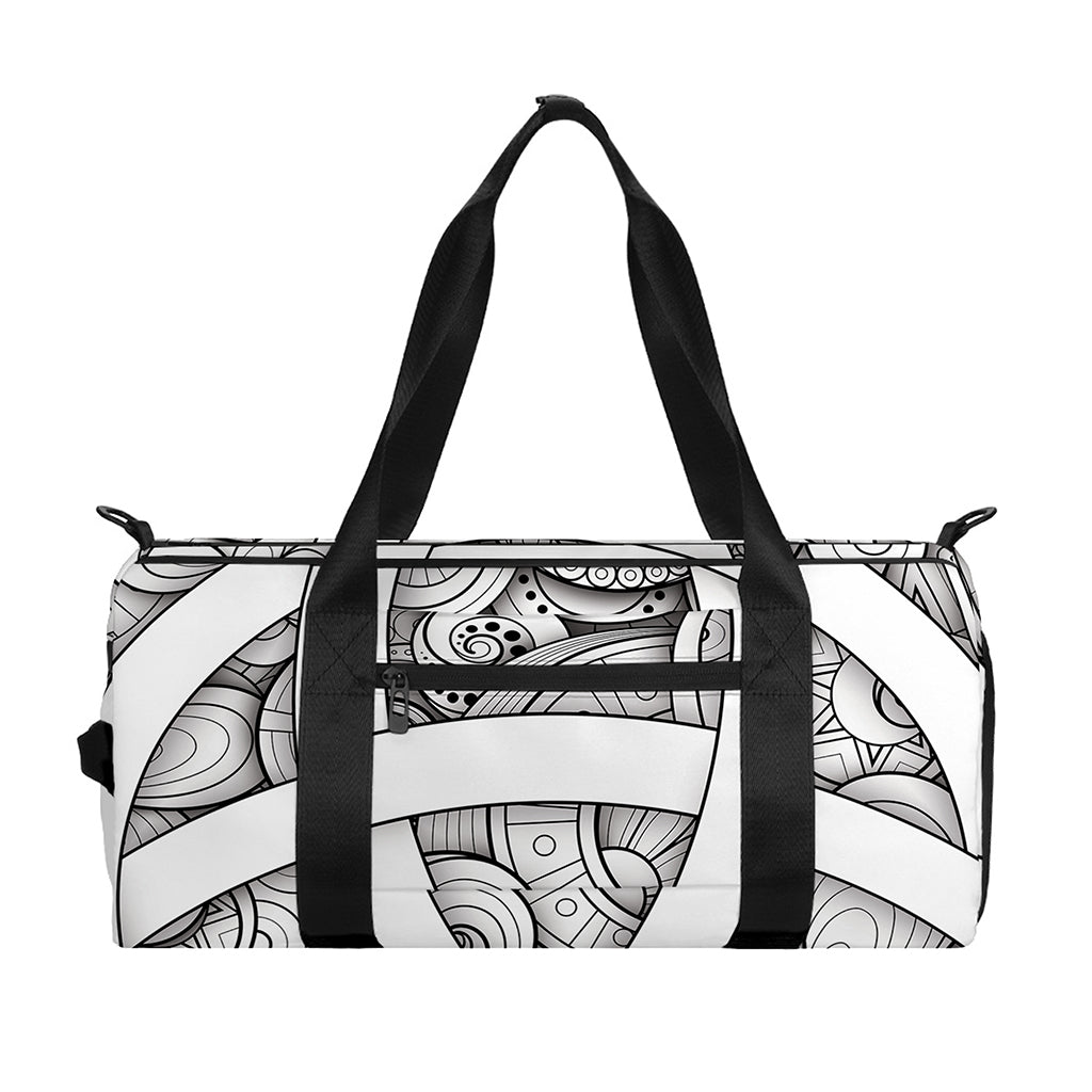 White Celtic Trinity Knot Symbol Print Gym Bag