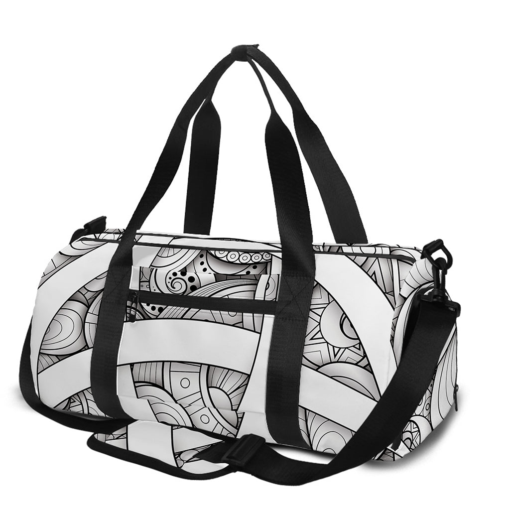 White Celtic Trinity Knot Symbol Print Gym Bag
