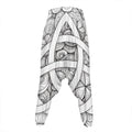 White Celtic Trinity Knot Symbol Print Hammer Pants