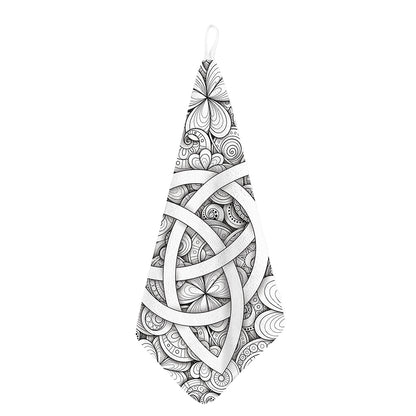 White Celtic Trinity Knot Symbol Print Hand Towel