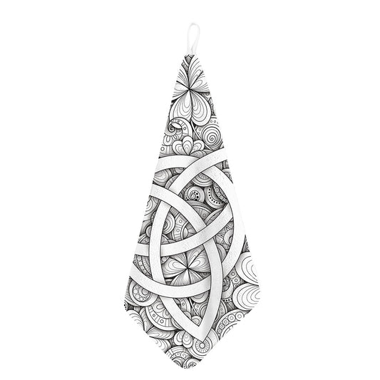 White Celtic Trinity Knot Symbol Print Hand Towel