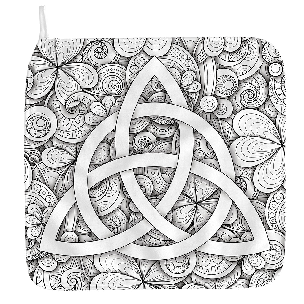White Celtic Trinity Knot Symbol Print Hand Towel
