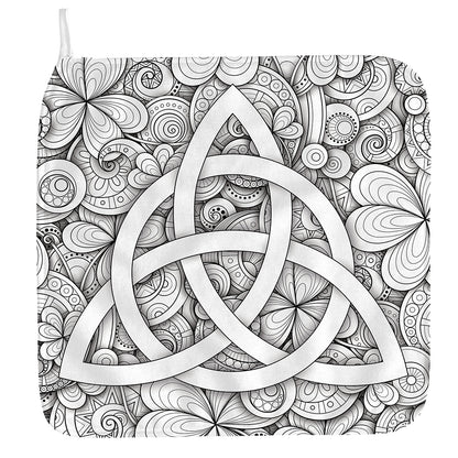 White Celtic Trinity Knot Symbol Print Hand Towel