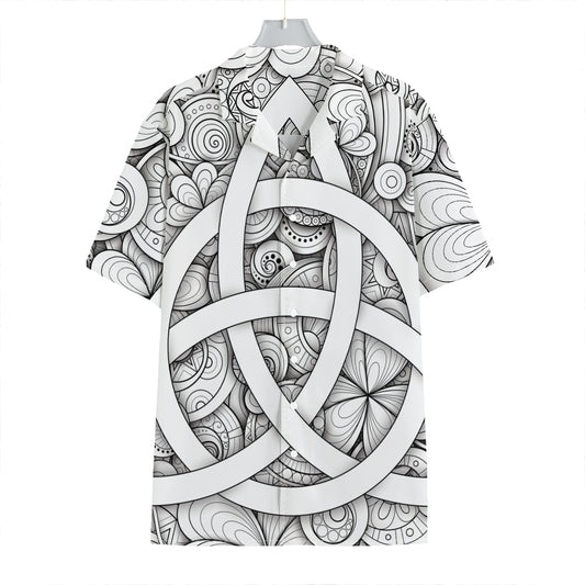 White Celtic Trinity Knot Symbol Print Hawaiian Shirt