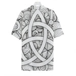 White Celtic Trinity Knot Symbol Print Hawaiian Shirt