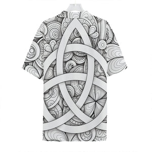 White Celtic Trinity Knot Symbol Print Hawaiian Shirt