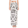 White Celtic Trinity Knot Symbol Print High Slit Maxi Skirt