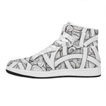 White Celtic Trinity Knot Symbol Print High Top Leather Sneakers