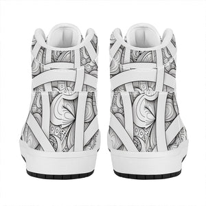 White Celtic Trinity Knot Symbol Print High Top Leather Sneakers