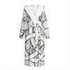 White Celtic Trinity Knot Symbol Print Hooded Bathrobe