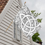White Celtic Trinity Knot Symbol Print House Flag