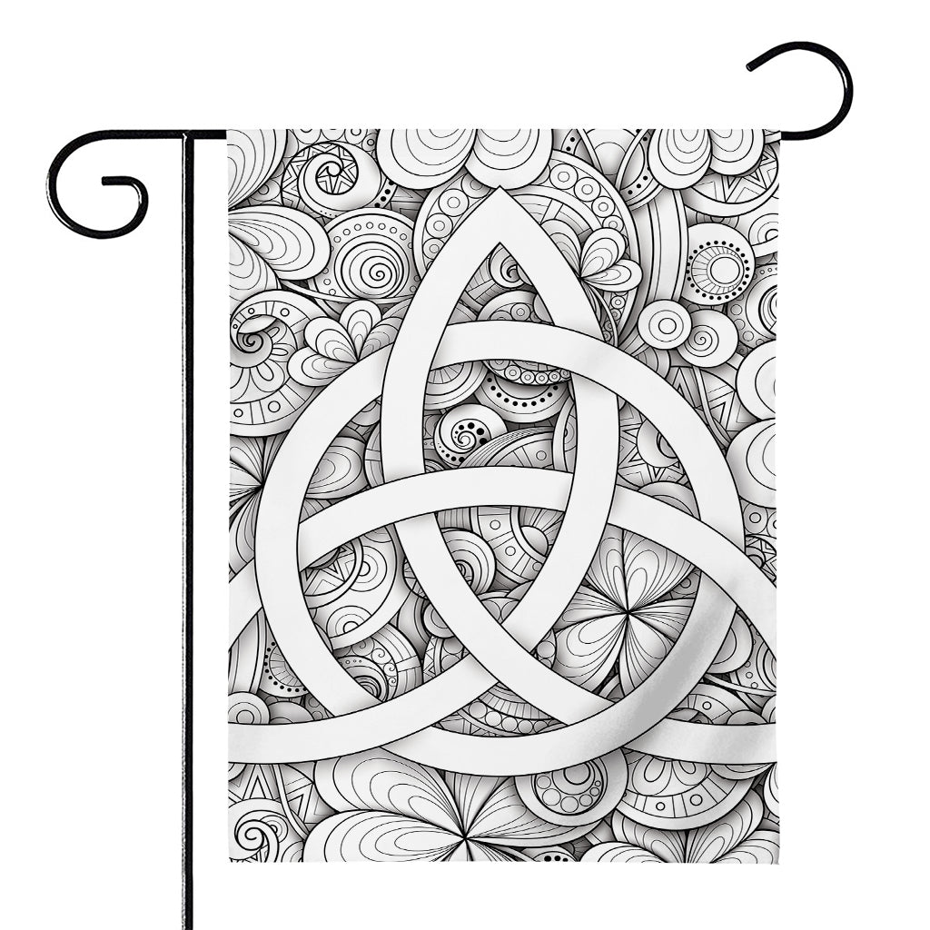 White Celtic Trinity Knot Symbol Print House Flag