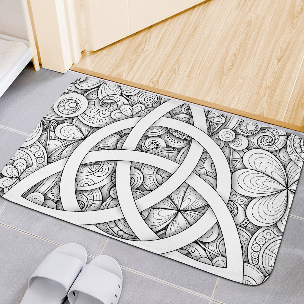 White Celtic Trinity Knot Symbol Print Indoor Door Mat