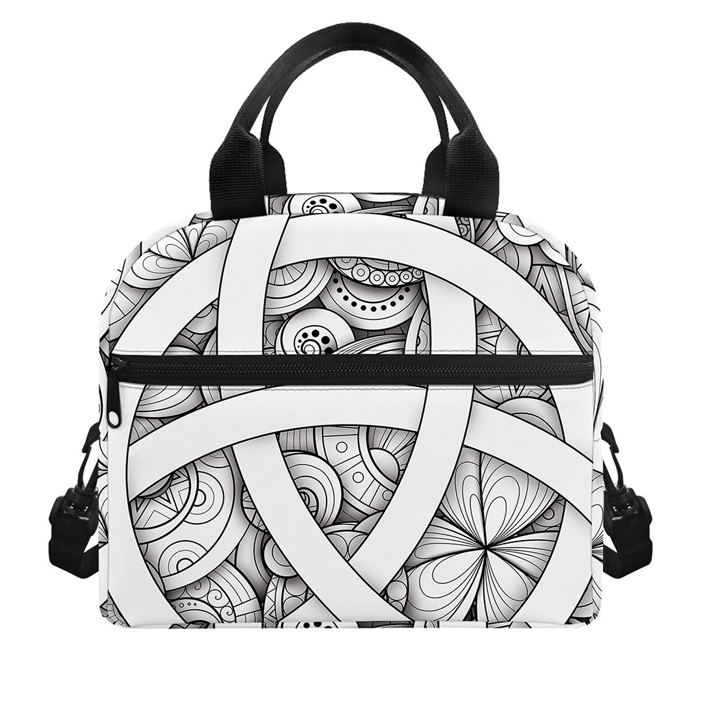 White Celtic Trinity Knot Symbol Print Insulated Lunch Bag