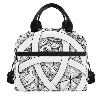White Celtic Trinity Knot Symbol Print Insulated Lunch Bag